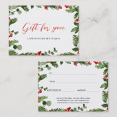 Waterverf Holly Berry-kerstcadeau Kortingskaartje (Voorkant / Achterkant)