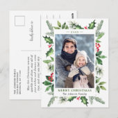 Waterverf Holly Berry Kerstfeestdag Briefkaart (Voorkant / Achterkant)