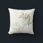 Waterverf Holly Berry Kerstfeestdag Kussen<br><div class="desc">Show je liefde voor de feestdagen met mijn decoratieve kerstkussens. Getoond met een replica van mijn oorspronkelijke waterverf, heilige en rode bessen over een neutrale achtergrond van ivoor crème. De achterkant is een aanvullende groene kleur die ontworpen is om te coördineren met mijn kerstlijn. Maakt een uniek huisverwarmingsgeschenk voor nieuwe...</div>