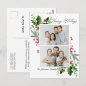 Waterverf Holly Berry Kerstmis 2 FOTO Groet Briefkaart (Voorkant / Achterkant)