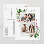 Waterverf Holly Berry Kerstmis 2 FOTO Groet Briefkaart (Voorkant / Achterkant)