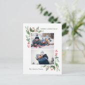 Waterverf Holly Berry Kerstmis 2 FOTO Groet Briefkaart (Staand voorkant)