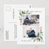 Waterverf Holly Berry Kerstmis 2 FOTO Groet Briefkaart (Voorkant / Achterkant)