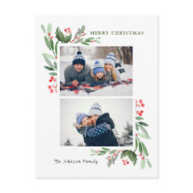 Waterverf Holly Berry Kerstmis 2 FOTO Groet