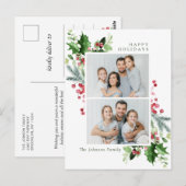 Waterverf Holly Berry Kerstmis 2 FOTO Groet Briefkaart (Voorkant / Achterkant)