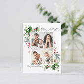Waterverf Holly Berry Kerstmis 3 PHOTO Greep Briefkaart (Staand voorkant)