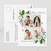 Waterverf Holly Berry Kerstmis 3 PHOTO Greep Briefkaart (Voorkant / Achterkant)