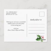 Waterverf Holly Berry Kerstmis 3 PHOTO Greep Briefkaart (Achterkant)