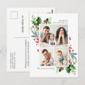 Waterverf Holly Berry Kerstmis 3 PHOTO Greep Briefkaart (Voorkant / Achterkant)