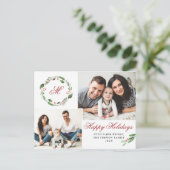 Waterverf Holly Berry Kerstmis 3 PHOTO Greep Briefkaart (Staand voorkant)