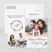 Waterverf Holly Berry Kerstmis 3 PHOTO Greep Briefkaart (Voorkant / Achterkant)