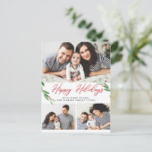 Waterverf Holly Berry Kerstmis 3 PHOTO Greep Briefkaart (Staand voorkant)