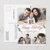 Waterverf Holly Berry Kerstmis 3 PHOTO Greep Briefkaart (Voorkant / Achterkant)