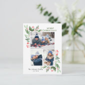 Waterverf Holly Berry Kerstmis 3 PHOTO Greep Briefkaart (Staand voorkant)
