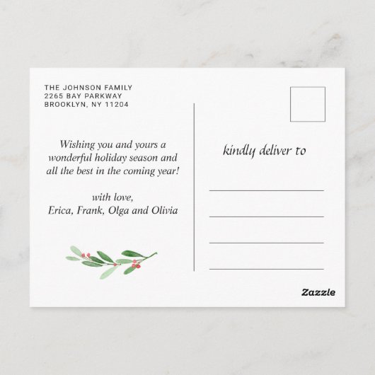 Waterverf Holly Berry Kerstmis 3 PHOTO Greep Briefkaart (Achterkant)