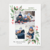 Waterverf Holly Berry Kerstmis 3 PHOTO Greep Briefkaart (Voorkant)