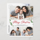 Waterverf Holly Berry Kerstmis 3 PHOTO Greep Briefkaart (Voorkant / Achterkant)