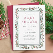 Waterverf Holly Berry Lijst Baby shower Kaart