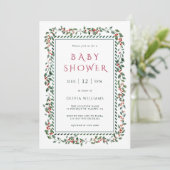 Waterverf Holly Berry Lijst Baby shower Kaart (Staand voorkant)