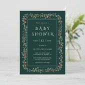 Waterverf Holly Berry Lijst Boy Baby shower Groen Kaart (Staand voorkant)
