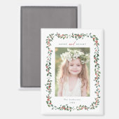 Waterverf Holly Berry Lijst Vrolijk & Helder Foto Magneet (Voorkant / Achterkant)