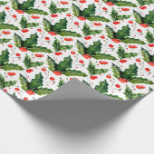 Waterverf Holly Berry Mistletoe Kerstfeestdag Cadeaupapier (Hoek)