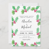 Waterverf Holly Berry Wedding met kersthand Kaart (Voorkant)