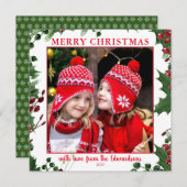 Waterverf Holly bessen Kerstaffoto (Voorkant / Achterkant)