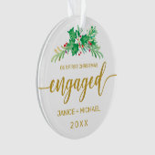 Waterverf Holly Botanical voor eerste kerstmis Ornament (voorkant)