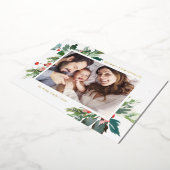 Waterverf Holly Botanische kerstfoto Folie Feestdagenkaart (Gedraaid)
