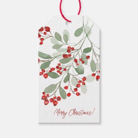 Waterverf Holly Cadeaulabel (Voorkant)