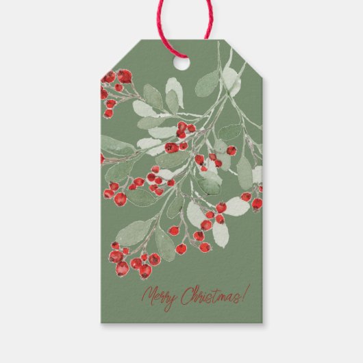 Waterverf Holly Cadeaulabel (Voorkant)