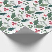 Waterverf Holly Christmas Foliage Cadeaupapier (Hoek)