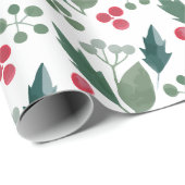 Waterverf Holly Christmas Foliage Cadeaupapier (Rol Hoek)