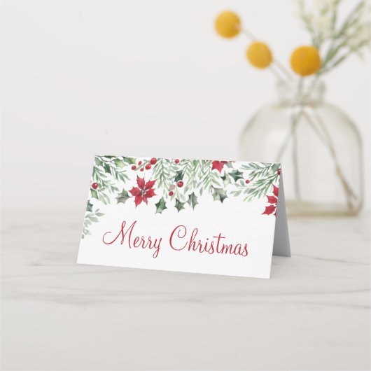 Waterverf Holly Christmas Plaatskaartje (Achterkant)