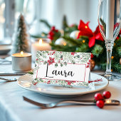 Waterverf Holly Christmas Plaatskaartje