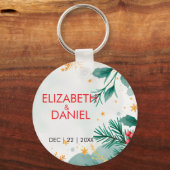 Waterverf Holly Christmas Wedding Sleutelhanger (Achterkant)