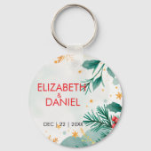 Waterverf Holly Christmas Wedding Sleutelhanger (Achterkant)