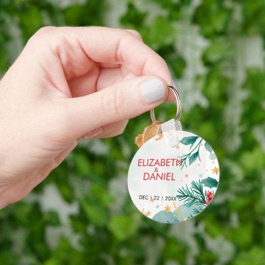 Waterverf Holly Christmas Wedding Sleutelhanger (Hand)