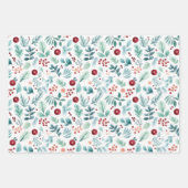 Waterverf Holly dennen en bessen kerst Inpakpapier Vel (Voorkant 3)