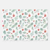Waterverf Holly dennen en bessen kerst Inpakpapier Vel (Voorkant)