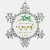 Waterverf Holly, eerste kerstfeest Tin Sneeuwvlok Ornament (Voorkant)