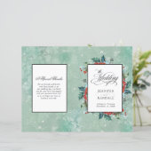 Waterverf Holly en Berrie Folded Wedding Programme (Staand voorkant)