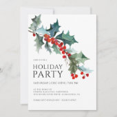 Waterverf Holly en Berries feestdag Kaart (Voorkant)