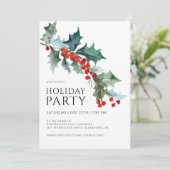 Waterverf Holly en Berries feestdag Kaart (Staand voorkant)