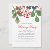 Waterverf Holly en Berries Foliage Feestdagenkaart (Voorkant)