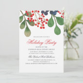 Waterverf Holly en Berries Foliage Feestdagenkaart (Staand voorkant)