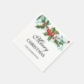 Waterverf Holly en Berries Kerst met kerst Servet (Hoek)