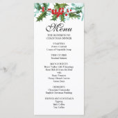 Waterverf Holly en Berries Kerstfeest Menu (Voorkant)