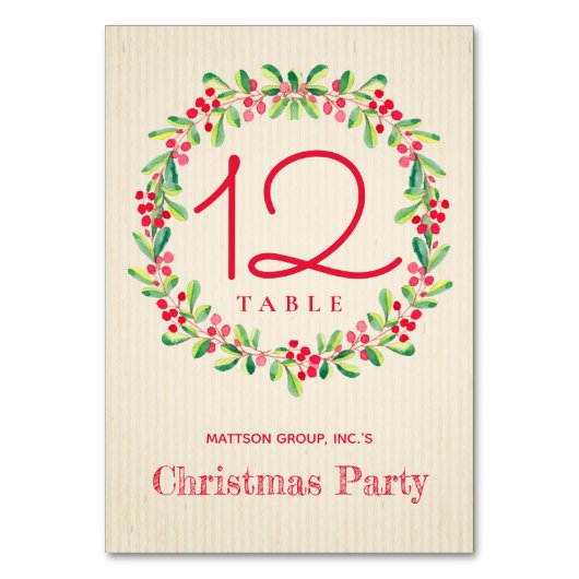 Waterverf Holly en Berries kerstfeestdag Kaart (Voorkant)